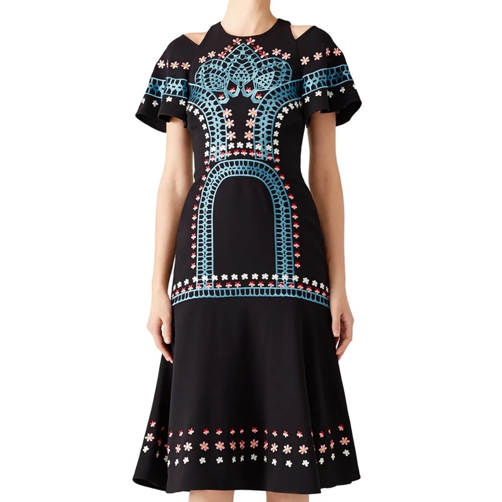 Temperley London Embroidered Daisy Midi Dress